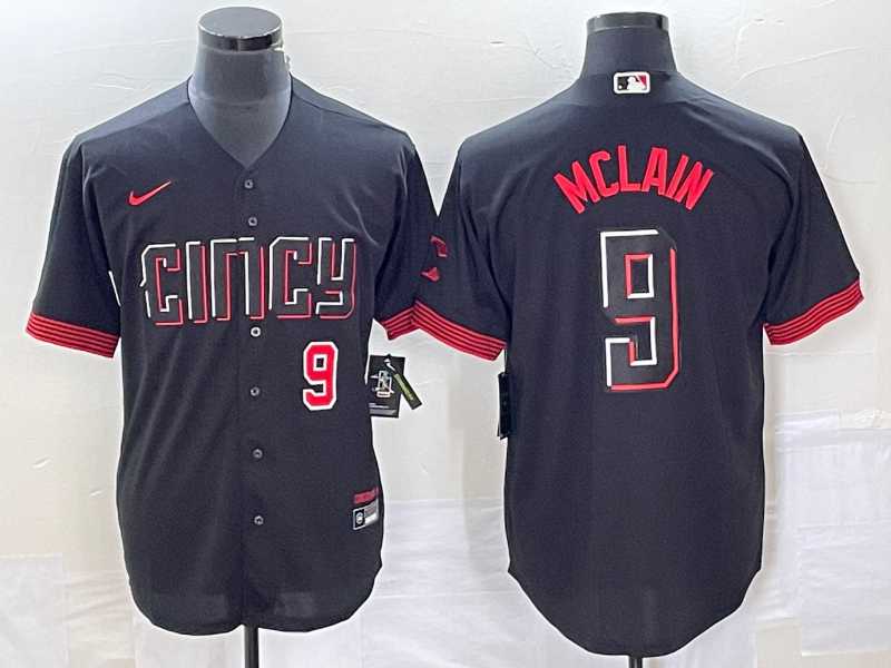 Men%27s Cincinnati Reds #9 Matt McLain Number Black 2023 City Connect Cool Base Stitched Jerseys->cincinnati reds->MLB Jersey